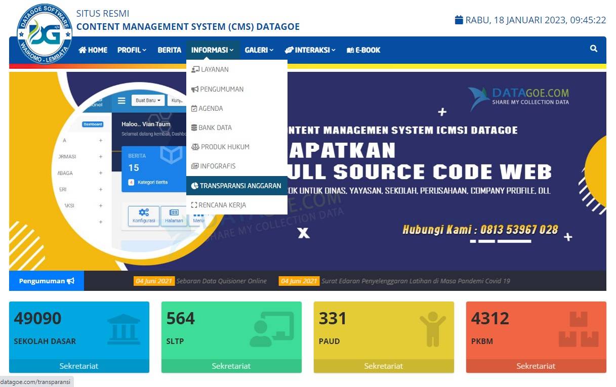 Dapatkan Full Source Code - CMS DATAGOE